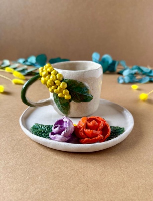 Çok Çiçekli Kahve Mug Set