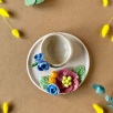 Turkish Coffee Cup with Blue Flower