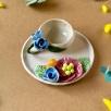 Turkish Coffee Cup with Blue Flower