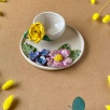 Turkish Coffee Cup Set with Yellow Flowers