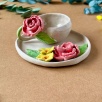 Turkish Coffee Cup Set with Pink Flower