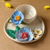 Turkish Coffee Cup with Blue Flower
