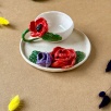 Turkish Coffee Set with Red Flowers