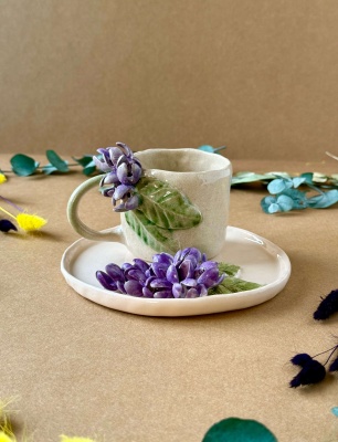 Mor Sümbül Kahve Mug Seti