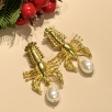 Handmade Design Brass Lobster Pearl Earrings
