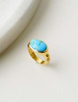Turkuaz Taşlı Gümüş Yüzük