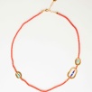 Silver Necklace with Coral Stones