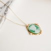 Yeşil Akik Taşlı Cameo Gümüş Kolye