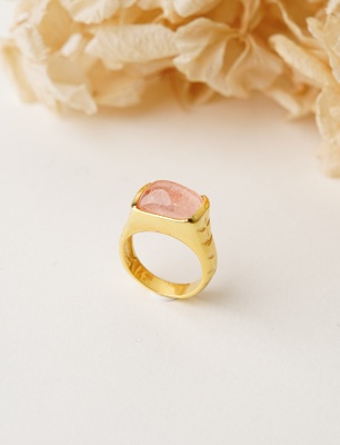 Silver Ring with Rose Quartz Stone