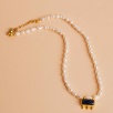 Brass Necklace with Lapis Lazuli and Pearl