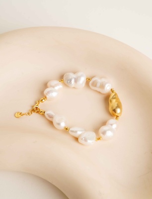 Barok İncili Gümüş Bileklik