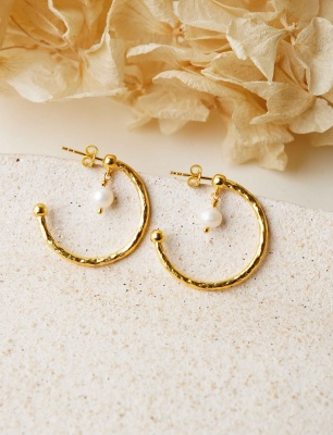 İncili Halka Gümüş Küpe