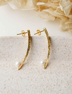 Silver Earrings with Small Pearl