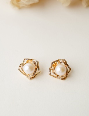 İnci ve Zirkon Taşlı Gümüş Küpe