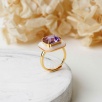 Ametist ve Sedef Taşlı Gümüş Yüzük