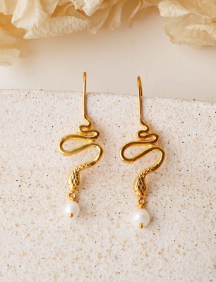 Silver Earrings with Snake Design