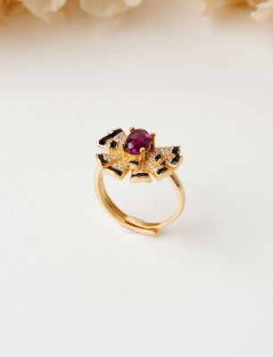 Garnet, Zirkon Taşlı Gümüş Yüzük