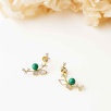 Silver Earrings with Malachite and Butterfly