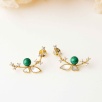 Silver Earrings with Malachite and Butterfly