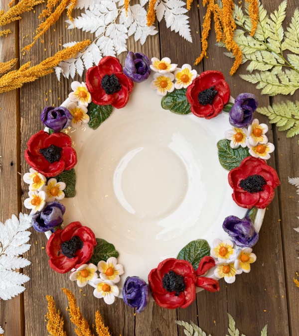 Gelincik Çiçekli Büyük Kase