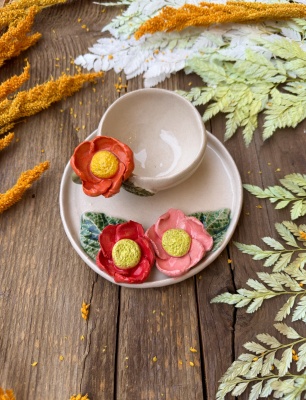 Turkish Coffee Cup Set with Flowers