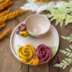Turkish Coffee Cup Set with Yellow Flower