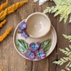 Turkish Coffee Cup Set with Purple Flower