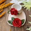 Turkish Coffee Cup Set with Red Roses
