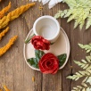 Turkish Coffee Cup Set with Red Roses