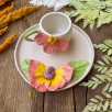 Turkish Coffee Cup Set with Big Pink Flower