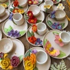 Turkish Coffee Cup Set with Daisy Flowers