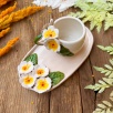 Turkish Coffee Cup Set with Daisy Flowers