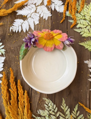 Bowl with Big Pink Flower