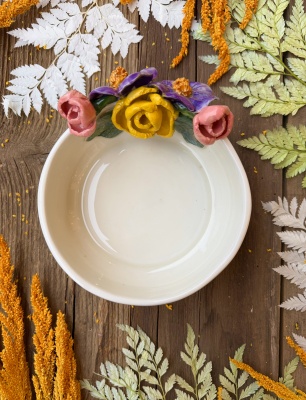Bowl with Purple Flowers