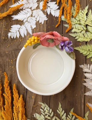 Pembe Çiçekli Kase