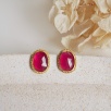 Silver Earrings with Ruby Stone