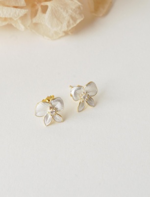 Çiçek Motif Gümüş İşleme Küpe