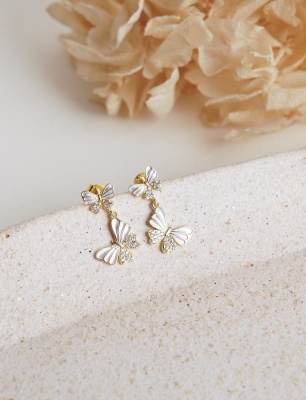 Silver Earrings Butterfly Design
