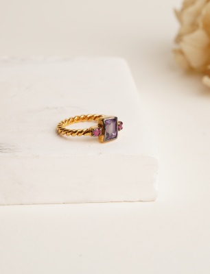 Ametist Taşlı Gümüş Yüzük