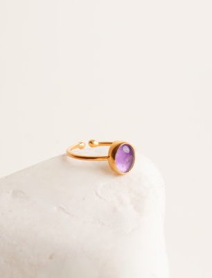 Ametist Taşlı Gümüş Yüzük