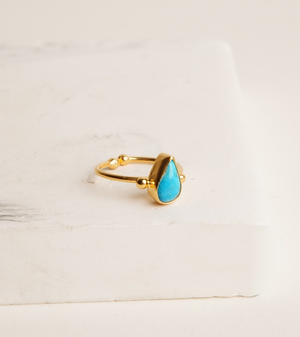 Turkuaz Taşlı Gümüş Yüzük
