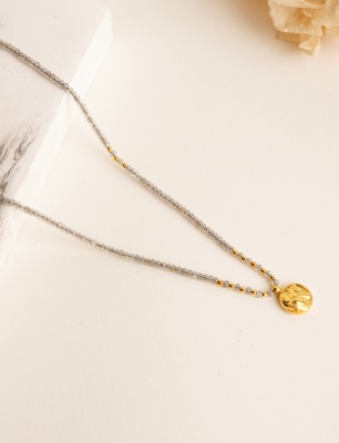 Aslan Figürlü Labradorit Taşlı Gümüş Kolye