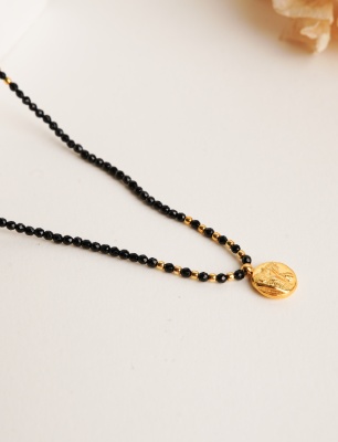 Silver Necklace with Onyx Stone