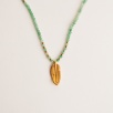 Silver Necklace with Jade Stone Leave Design