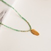 Silver Necklace with Jade Stone Leave Design