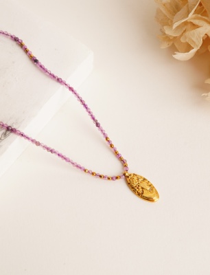 Silver Necklace with Amethyst