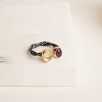 Silver Ring with Quartz and Amethyst Stones