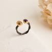 Silver Ring with Quartz and Amethyst Stones