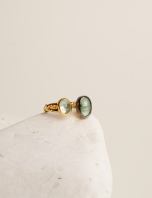 Kyanit ve Akuamarin Taşlı Gümüş Yüzük