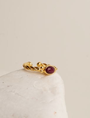 Yakut Taşlı Gümüş Yüzük